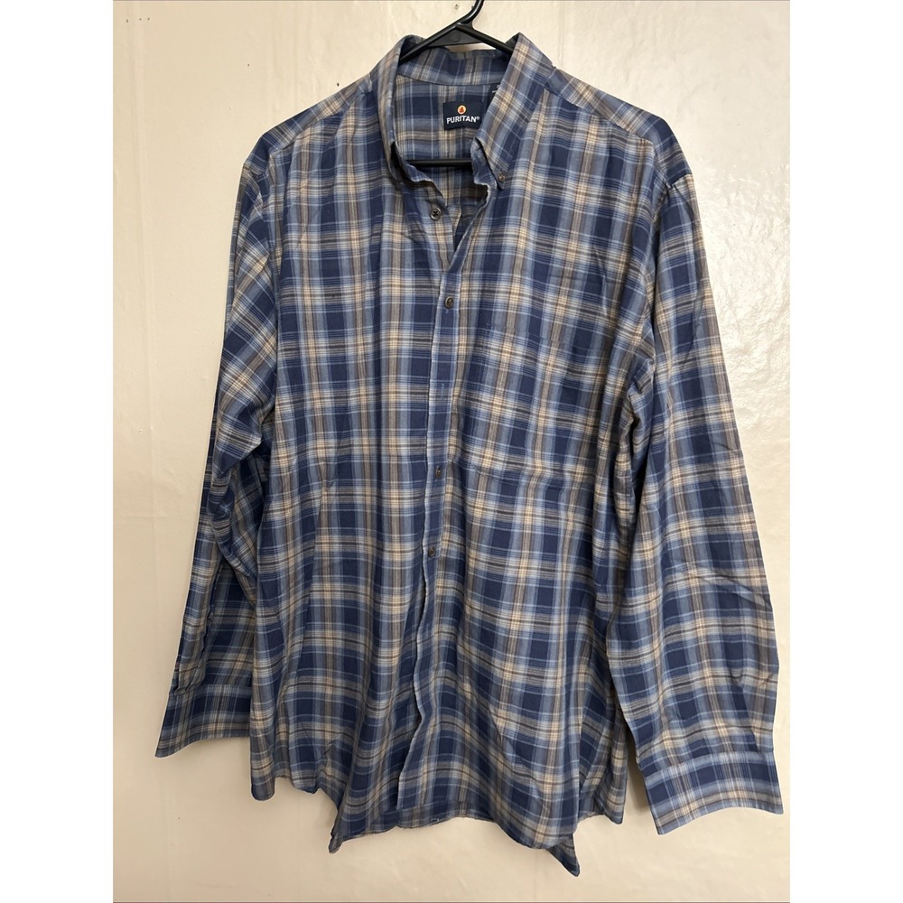 Lot 2 Vintage Puritan‎ Large Plaid Button Down Collar Shirts